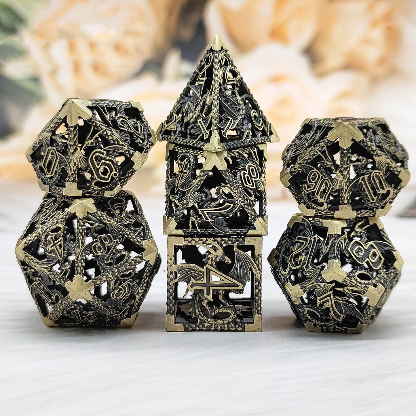 Metal Hollow Dice Board Game Polyhedral Dice Suit